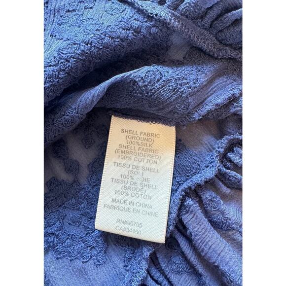 Rebecca Taylor Silk Sheer Embroidered Blouse Size 8 (ruffle hem feminine) - Picture 7 of 7